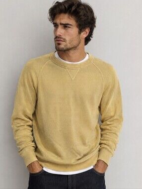Peru Unlimited Yellow Sweater 100% Pima Cotton Crew Neck Men's Size XXL